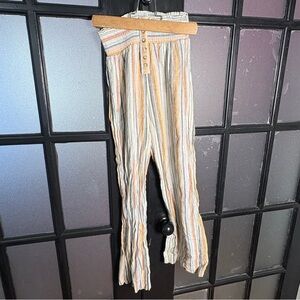 Indigo Rein Smocked Wide Leg Pants Striped Boho Beach Gauze Small